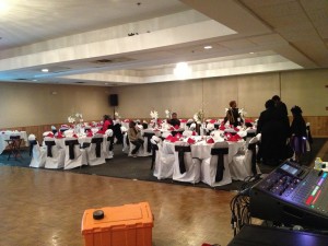 Banquet Chair Covers with Black Sashes